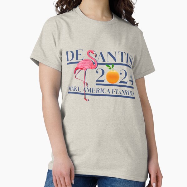 Vista previa del artículo con la obra «DeSantis 2024: Hagamos de Estados Unidos un país con un aspecto de Florida Flamingo», diseñado y vendido por AnikSRC.