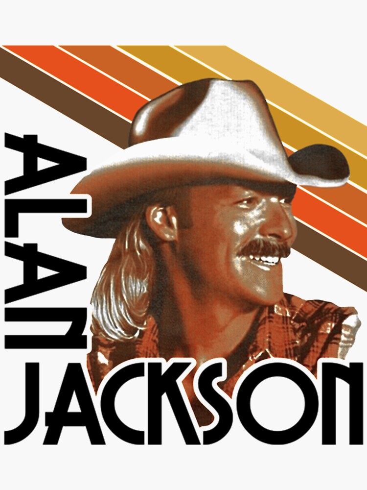 Alan Jackson Retro Country Fanart Tribute Sticker By Marcheshier