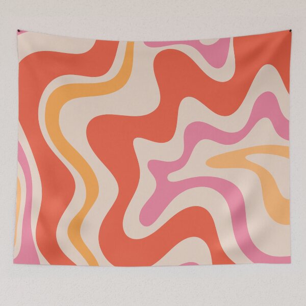 Item preview, Retro Liquid Swirl Abstract Pattern in Retro Pink and Orange designed and sold by kierkegaard.