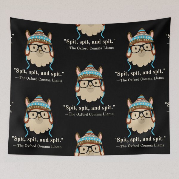Item preview, Oxford Comma Llama spit tan blue designed and sold by Anibal Davis.