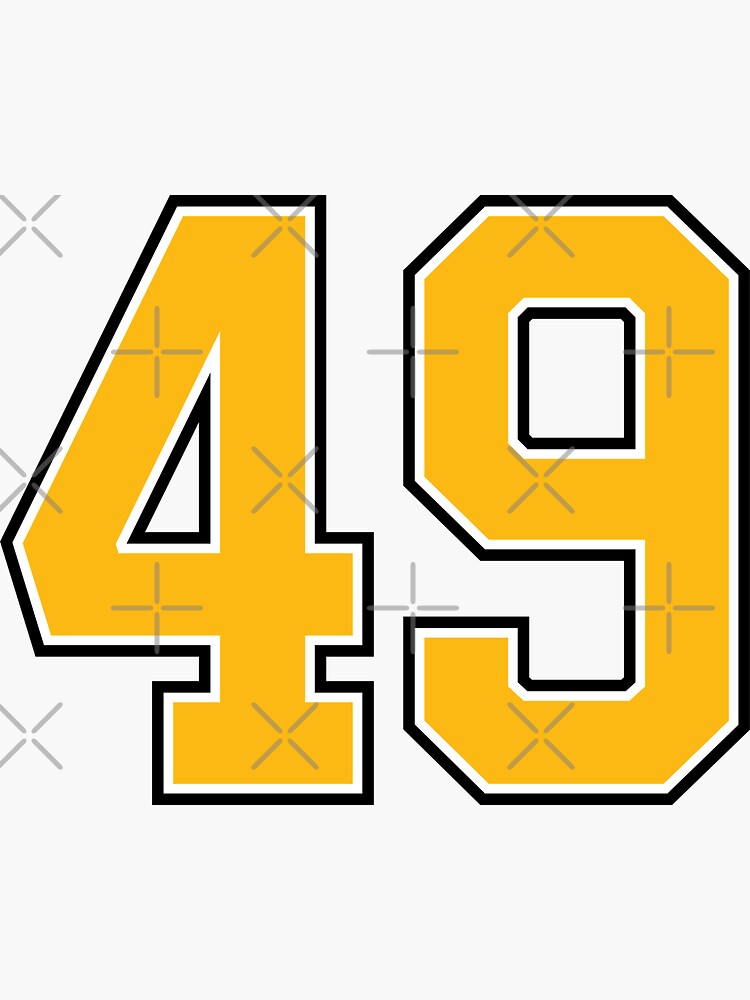 Yellow Number 49 lucky sports jersey forty nine Sticker for Sale by  HeavyStyle