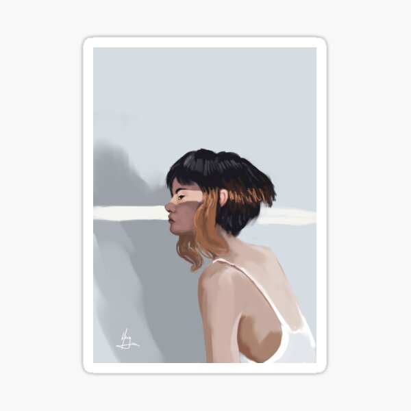 Chica de Pelo Corto en Tirantes Pegatina
