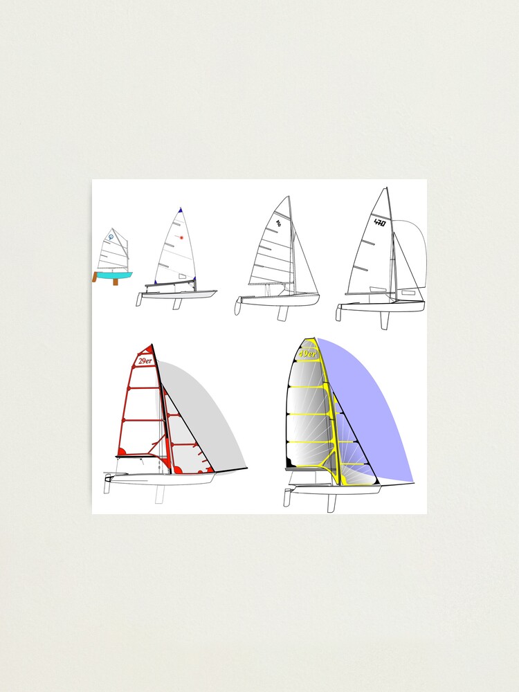 Optimist, Laser, 420, 470, 29er, 49er sailboats Photographic Print for  Sale by SeanGluz