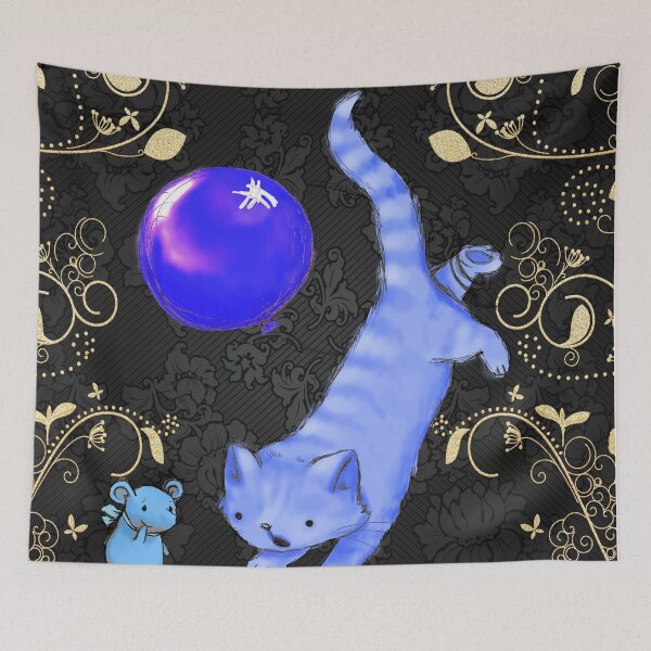 Item preview, funny blue cat and mouse,  designed and sold by Tiziza.