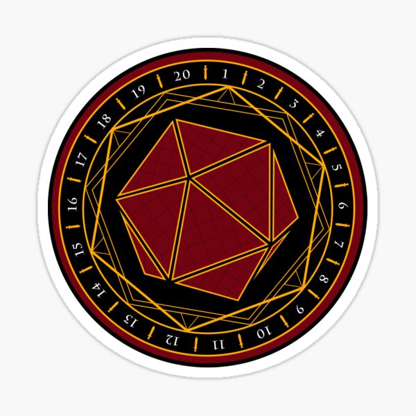 Twenty Sides of Fate (Red) Sticker