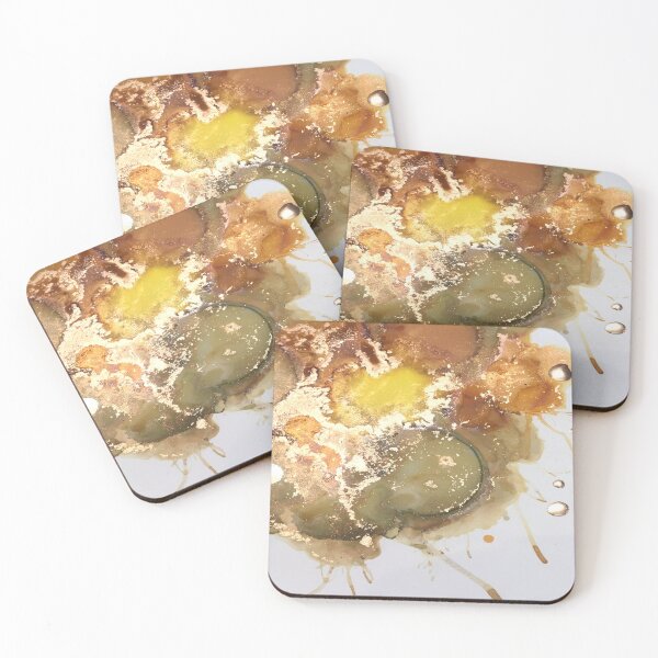 Item preview, Liquid Gold Metallic Lustres Alcohol Ink Modern Abstract Art designed and sold by Jenie Yolland.