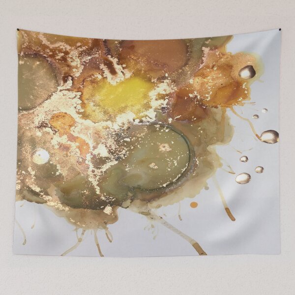 Item preview, Liquid Gold Metallic Lustres Alcohol Ink Modern Abstract Art designed and sold by Jenie Yolland.