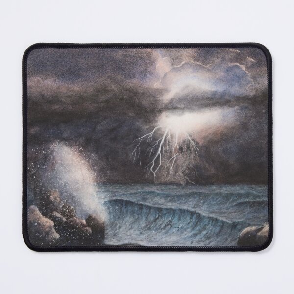 Item preview, Dark Stormy Night - breaking waves rolling onto the beach. Watercolour landscape - designed and sold by Einar Aasen.