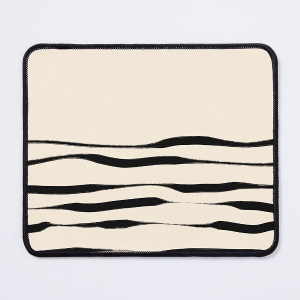 Item preview, Wavy Ink Stripes Organic Minimalist Modern Half Pattern in Black and Almond Cream designed and sold by kierkegaard.
