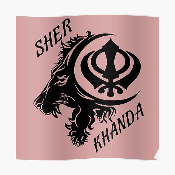 Khanda With Lion Punjabi Stickers Poster For Sale By Sandeepgombra Redbubble