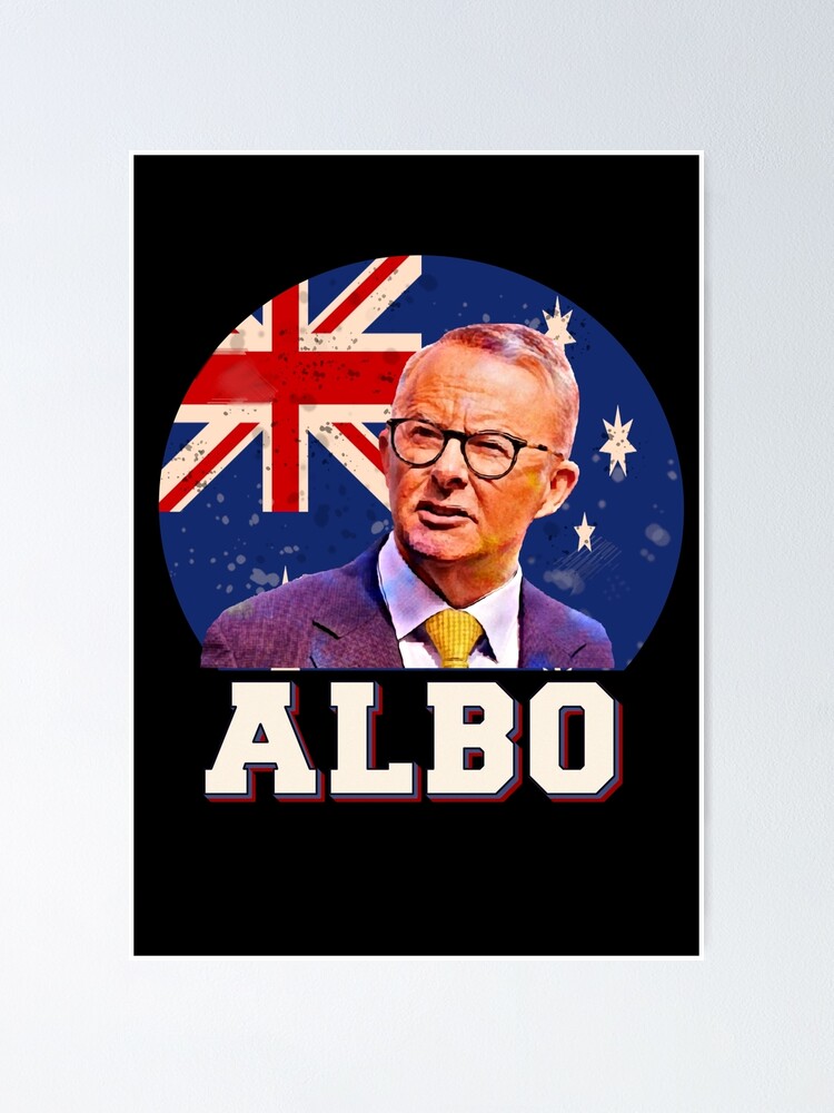 Australian Labor Party Albo Australian Flag Retro 2022 Poster By