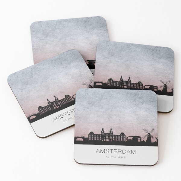 Item preview, Amsterdam, the Netherlands - city skyline silhouette sunset digital artwork designed and sold by PricklesAndPine.