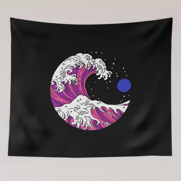 Item preview, Circular Japanese Gender Fluid Wave with Night Sky. Genderfluid Pride designed and sold by Subtle Pride Shop.