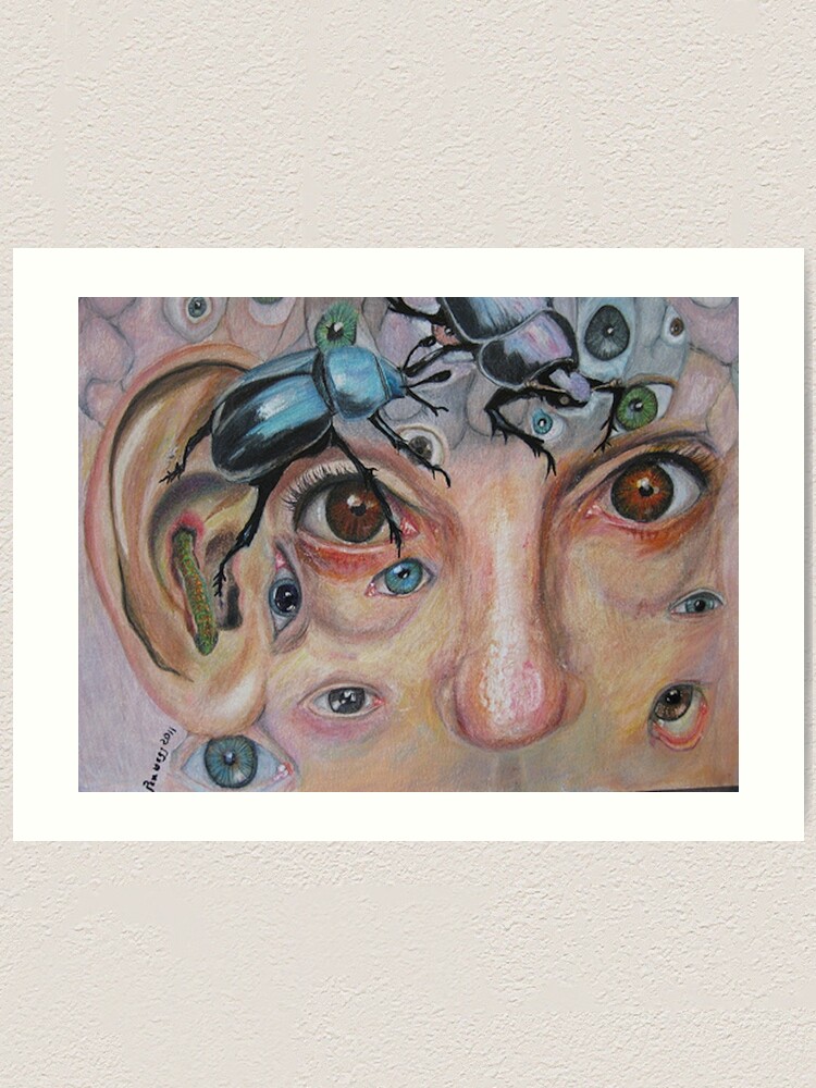 Thumbnail 1 of 3, Art Print, Whats Bugging Me: Crazy Brain Art designed and sold by Pamwagg.
