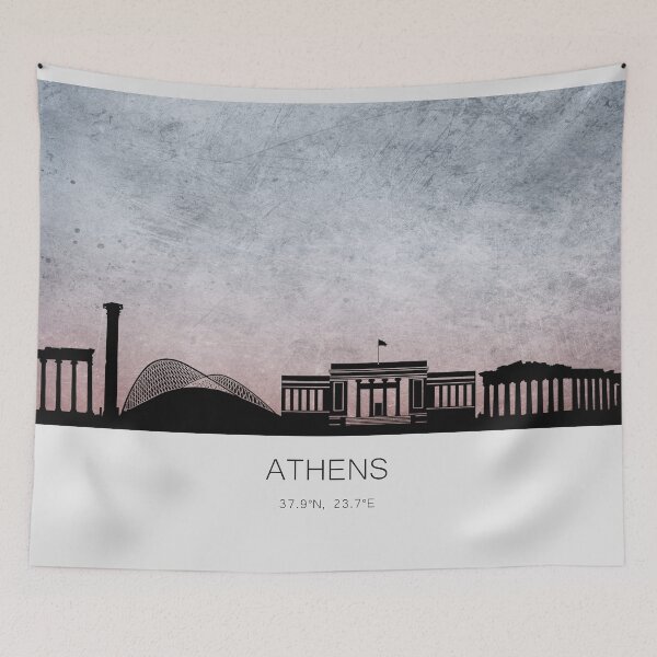 Item preview, Athens, Greece - city skyline silhouette sunset digital artwork designed and sold by PricklesAndPine.