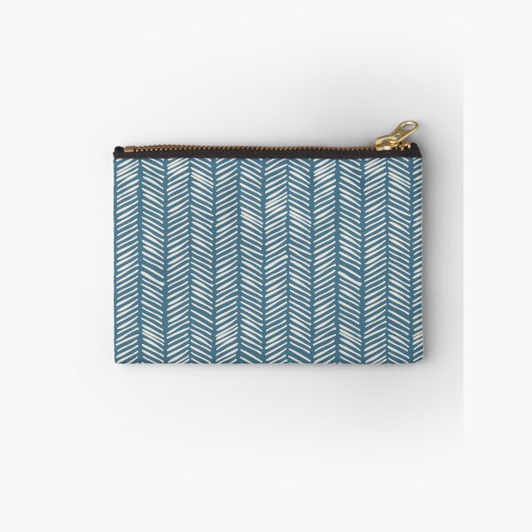 Item preview, Handrawn Herringbone - Alabaster White on Inky Blue designed and sold by NolkDesign.