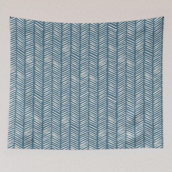 Item preview, Handrawn Herringbone - Alabaster White on Inky Blue designed and sold by NolkDesign.