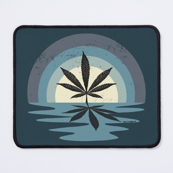 Item preview, Cool Pot Leaf Stoner Liquid Sunset (Gray Blue) designed and sold by YomeHayin.