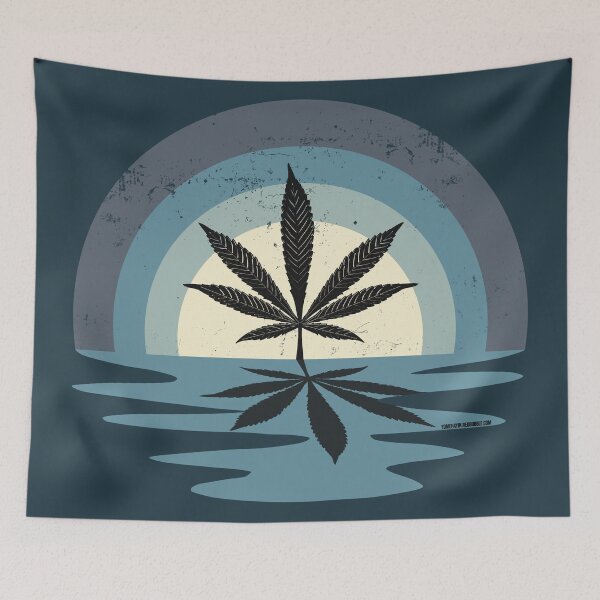 Item preview, Cool Pot Leaf Stoner Liquid Sunset (Gray Blue) designed and sold by YomeHayin.