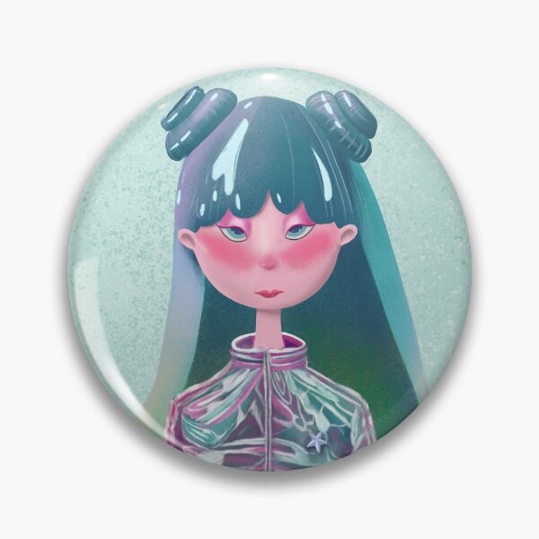 Item preview, Cosmic girl with space buns and holographic tracksuit  designed and sold by TinaMalajmare.