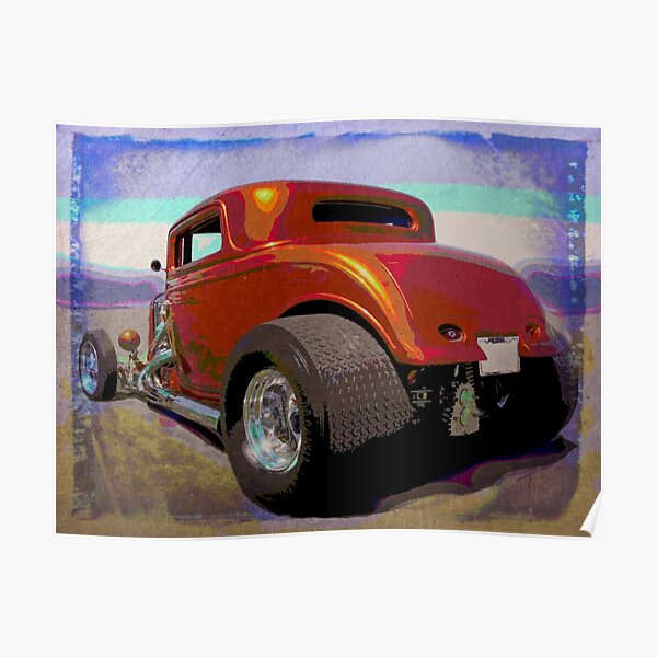 Orange 1932 Ford Hot Rod Coupe Pop Poster