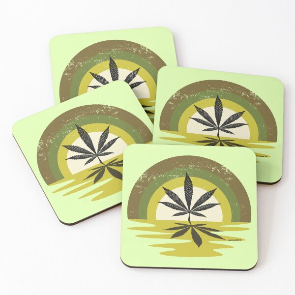 Item preview, Cool Pot Leaf Stoner Liquid Sunset (Green) designed and sold by YomeHayin.