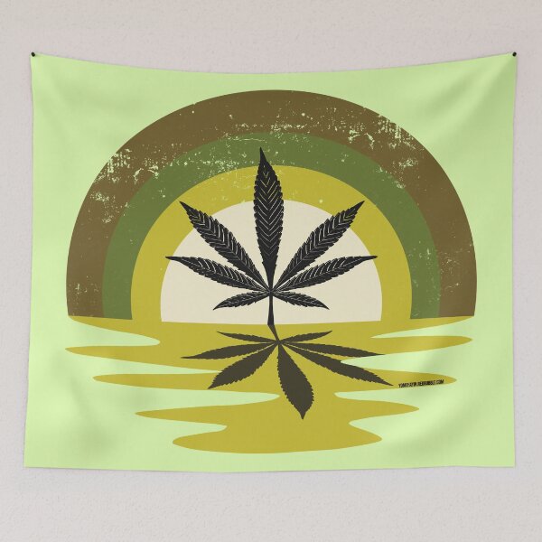 Item preview, Cool Pot Leaf Stoner Liquid Sunset (Green) designed and sold by YomeHayin.