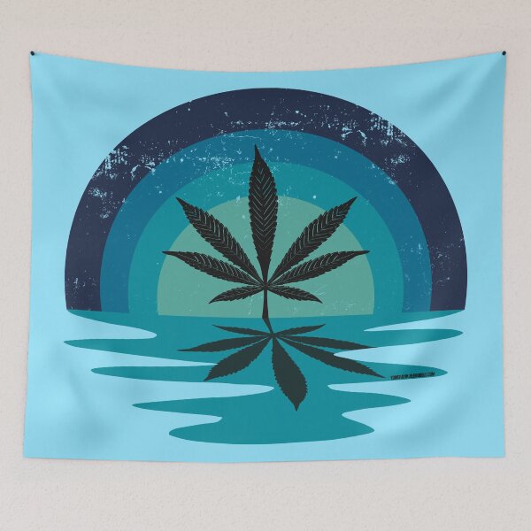 Item preview, Cool Pot Leaf Stoner Liquid Sunset (Blue) designed and sold by YomeHayin.