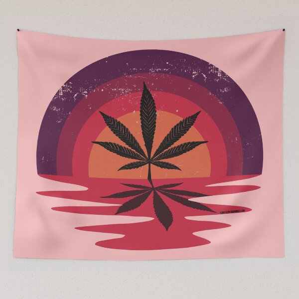 Item preview, Cool Pot Leaf Stoner Liquid Sunset (Red) designed and sold by YomeHayin.