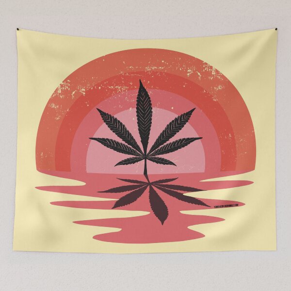 Item preview, Cool Pot Leaf Stoner Liquid Sunset (Pink) designed and sold by YomeHayin.