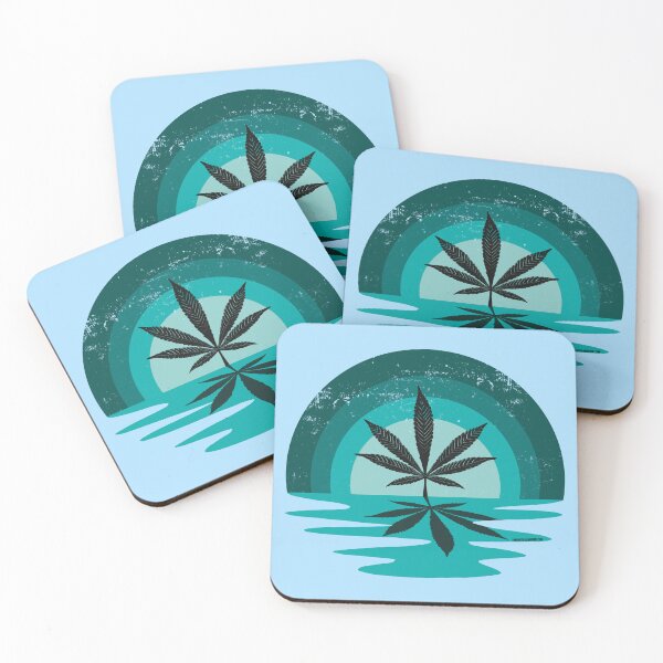 Item preview, Cool Pot Leaf Stoner Liquid Sunset (Teal) designed and sold by YomeHayin.