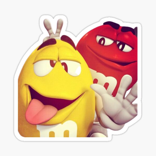Funny red and yellow M&m’s ,funny M&m’s illustration Sticker