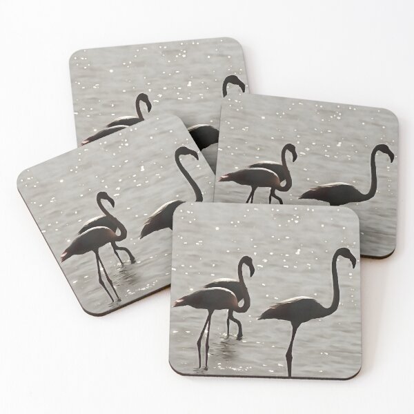 Item preview, Three Flamingos Grey Silhouette Acrylic Art designed and sold by taiche.