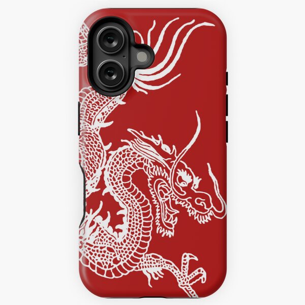 Aperçu de l'œuvre Dragon chinois blanc ~ fond rouge créée et vendue par EddieBalevo.