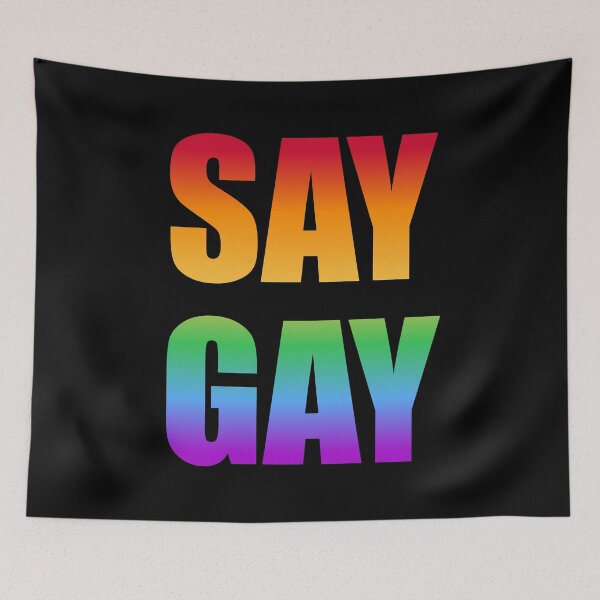 Item preview, SAY GAY - Rainbow colors - I will say gay - black background designed and sold by Inspirationmotivation.