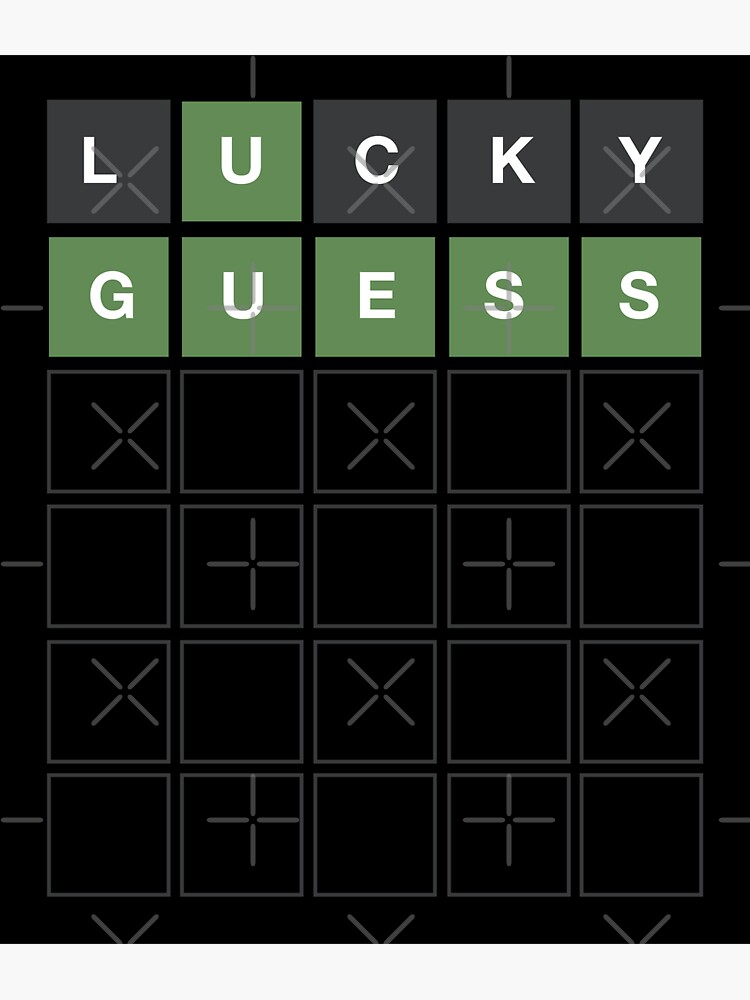 "Wordle Lucky Guess Funny Wordl Grid Word Game Design" Sticker for