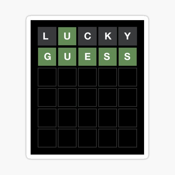 "Wordle Lucky Guess Funny Wordl Grid Word Game Design" Sticker for