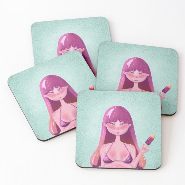 Item preview, Lambada beach girl with ice-cream and glittery swim suit designed and sold by TinaMalajmare.