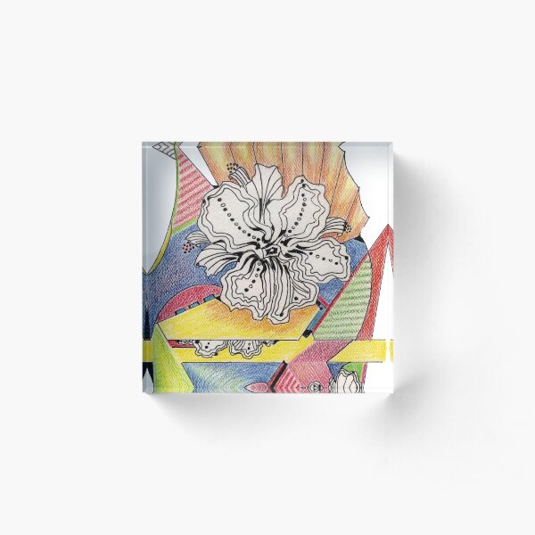 Flower Drawing Acrylic Block