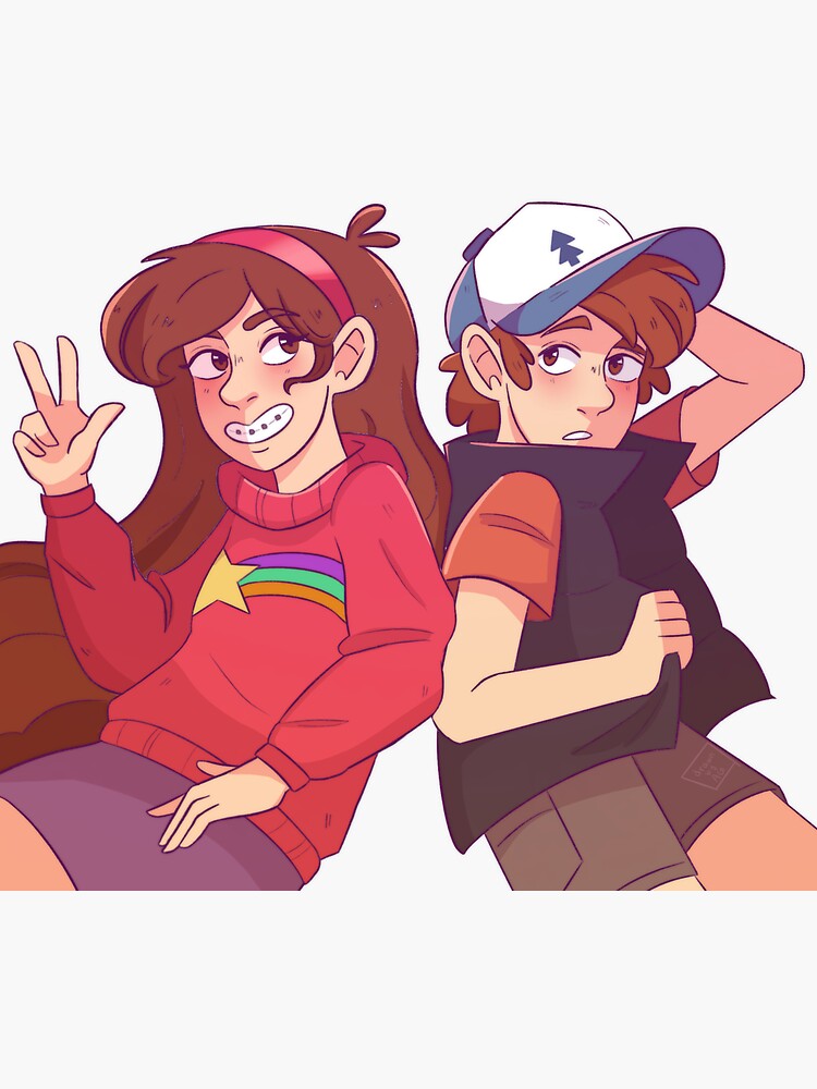 Dipper And Mabel Pines Sticker For Sale By Drawnbyag Redbubble