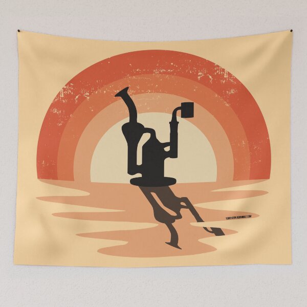 Item preview, Cool Stoner Sunset Design with a Recycling Dab Rig Silhouette (Orange) designed and sold by YomeHayin.