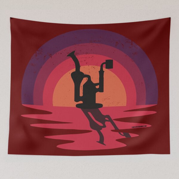 Item preview, Cool Stoner Sunset Design with a Recycling Dab Rig Silhouette (Red) designed and sold by YomeHayin.