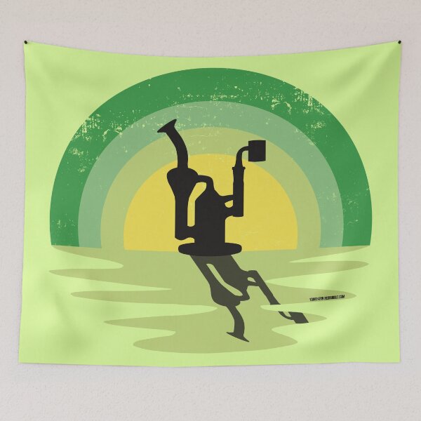 Item preview, Cool Stoner Sunset Design with a Recycling Dab Rig Silhouette (Lime Green) designed and sold by YomeHayin.