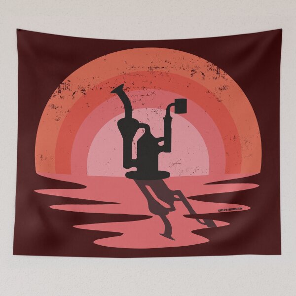Item preview, Cool Stoner Sunset Design with a Recycling Dab Rig Silhouette (Pink) designed and sold by YomeHayin.