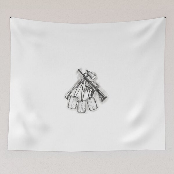 Item preview, Crossed Fire Ax and M4 Rifle Dog Tags Tattoo designed and sold by patrimonio.
