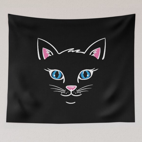 Item preview, Cat Face Outline in White designed and sold by RaybenMedia.