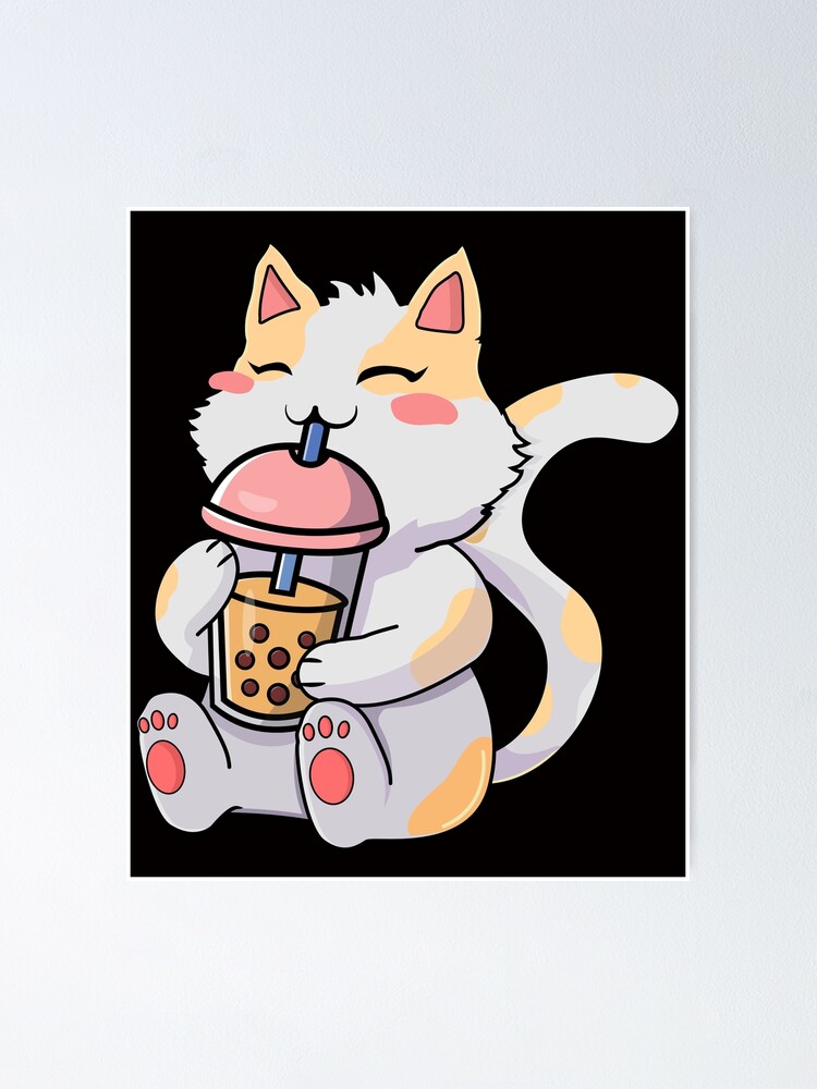 Cat Boba Tea Bubble Tea Japanese Anime Kawaii Neko Poster For Sale By