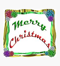Merry Christmas Holiday Greeting Ribbon and Bows Border Photographic Print
