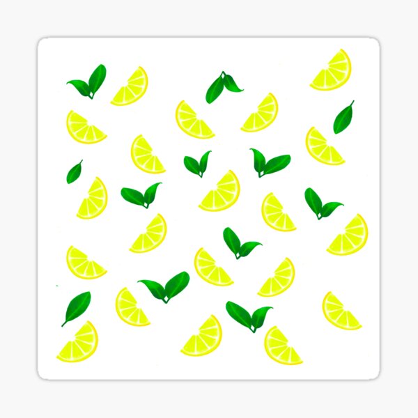 Lemon slices with green leaves Sticker