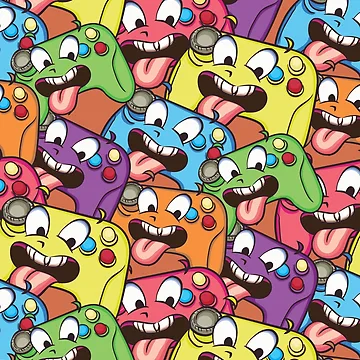 Artwork thumbnail, Colorful Controllers Gamer Pattern by Click-Like